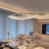Lustre moderne en acier inoxydable avec mailles en cristal LED, luminaires de luxe pour salon, chambre à coucher, cuisine, luminaire suspendu