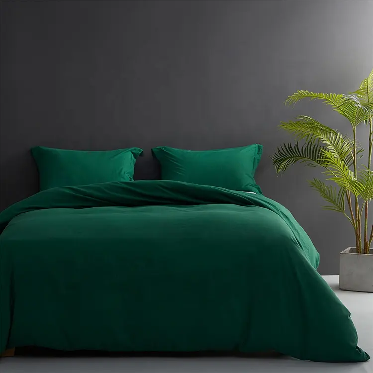 मशीन से धो राजा आकार Juego डे कामा 3pcs Duvet कवर सेट गहरे हरे रंग तकिया मामले बिस्तर शीट बिस्तर सेट duvet कवर
