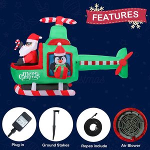 ป้ายตกแต่งคริสต์มาสรูปซานตาค<span class=keywords><strong>ล</strong></span>อสบินบนเครื่องบินขนาด 6.4 ฟุต พร้อมเฮลิคอปเตอร์ซานตาคลอสเป่า<span class=keywords><strong>ล</strong></span>มมีไฟ LED สำหรับตกแต่งภายนอก - Product Image 3
