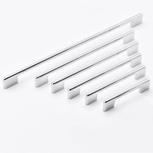 Manijas Modernas Cuadradas de Cromo Pulido para Gabinetes, Tiradores Sólidos de <span class=keywords><strong>Zamak</strong></span> Tipo D para Cajones, Herrajes para Muebles de Cocina y Armarios - Product Image 2
