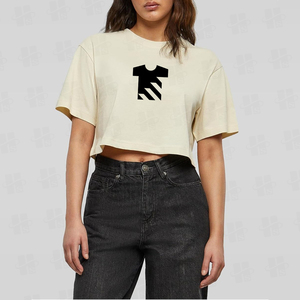 Top corto personalizado para chicas con logotipo personalizado, moda 100% algodón, cuello redondo, manga corta, algodón de alta calidad, camisetas recortadas para mujeres - Product Image 4