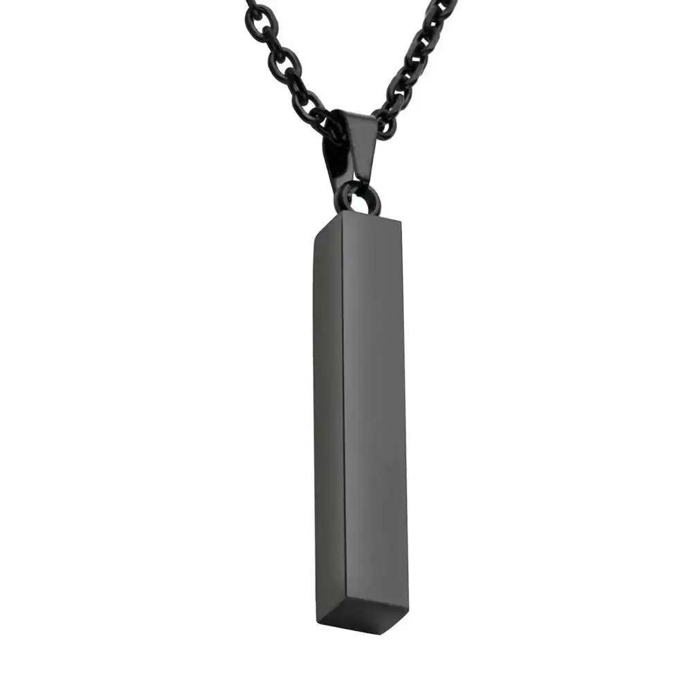 2019 New Vertical Bar Stainless Steel Pendant Necklace for Women Men Rose Gold Black Color Statement Necklace Jewelry Male Gift