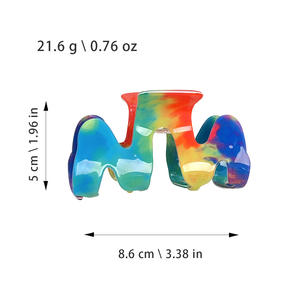 Pinces à cheveux requin en PVC dégradé arc-en-ciel pour femmes - Taille moyenne, antidérapantes, pour adolescentes et adultes - Product Image 3