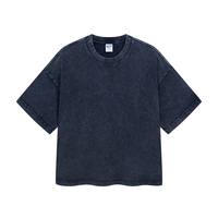 Nouveau style 2025 – T-shirts courts personnalisés en coton tricoté 100 % délavé, coupe oversize et carrée, style hip-hop streetwear, couleur unie, respirant