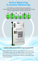 JKBMS JK-BD6A24S10PD Smart BMS Power Bank PCBA 8S-24S 100A 0.6A Équilibrage Actif LiFePO4 Li-ion LTO Bornes à Vis OEM Énergie