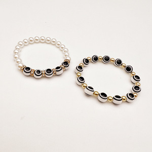 Bracelet élastique Evil Eye avec perles d'imitation et perles à motifs pour bijoux cadeaux - Product Image 1