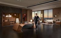 Meubles de bureau en cuir modernes, ensemble de bureau en forme de L, taille personnalisée, design de table de direction contemporaine