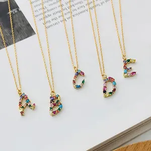 custom 14K 18K personality gold filled offerings rainbow necklace with letter pendant