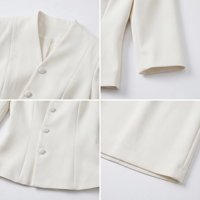 Ensemble de tailleur de bureau ivoire pour femme, ensemble de tailleur professionnel deux pièces pour femme