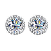 Boucles d'oreilles en argent pur S925 avec moissanite 50 points 1 carat VVS, bijoux unisexes, boucles d'oreilles en diamant taille ronde avec certificat GRA