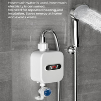 Chauffe-eau électrique instantané sans réservoir avec affichage LED thermostatique et pommeau de douche pluie pour salle de bain