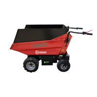 Mini-dumper hydraulique électrique KNDMAX ED500H avec plateau d'extension, moteurs CC sans balais 1000W, alimenté par batterie au plomb-acide