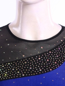 Robe de patinage artistique pour femmes, en maille ornée de strass, manches longues, pour compétition de patinage sur glace, performance sur scène, sur mesure - Product Image 4