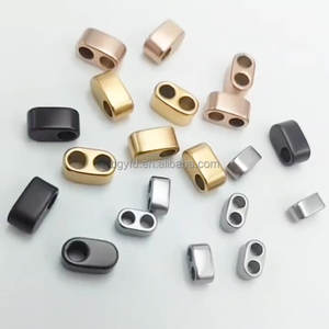 Tapa de extremo de pulsera de dos agujeros, accesorios de bricolaje de acero inoxidable, fabricación de pulseras, cordón de nailon, <span class=keywords><strong>cuerda</strong></span> náutica, extremos de cordón Doble - Product Image 1