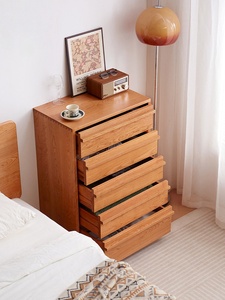 <span class=keywords><strong>Commode</strong></span> étroite à 5 <span class=keywords><strong>tiroirs</strong></span> <span class=keywords><strong>en</strong></span> chêne massif, style moderne minimaliste, avec <span class=keywords><strong>tiroirs</strong></span> cannelés et pieds coniques, pour chambre à coucher - Product Image 4