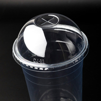 Couvercles en plastique PET transparents durables pour vente en gros, type dôme plat, 89/92/95/98mm, fermetures de bouteilles jetables écologiques pour boissons froides