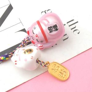 जापानी पीतल की घंटी आशीर्वाद जुड़वां चीनी मिट्टी बिल्ली घंटी डोरी आकर्षण बिल्ली छोटे गीत घंटी फांसी के लिए उपहार - Product Image 6