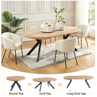 Table à manger extensible moderne avec plateau en bois et base en métal pour 4 à 8 personnes, meubles gain de place pour la salle à manger à domicile