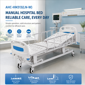 CE Certified Adjustable 3-Function Manual Adjustable Medical <strong>Patient</strong> <strong>Bed</strong> for Hospitals and Clinic with Silent Lockable Castor - Product Image 6