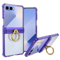 Casing HP Transparan Berkualitas Tinggi dengan Ring Holder dan Pelindung Layar untuk Samsung Z Flip 8 7 6 5 4 3 (Barang Baru)
