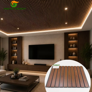 Panel de PVC Moderno de Lujo <span class=keywords><strong>en</strong></span> Color Nogal Oscuro con Borde Gris, Impermeable y Absorbente de Sonido, Estilo Wabi-Sabi, Diseño Gráfico para Fondo de Sala de Estar - Product Image 1