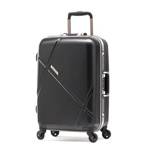 Professional Factory Customized Logo Print Large Capacity Black Travel Luggage PC Hard Shell Suitcase for Men
