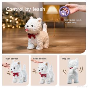 Tumama enfants jouets en peluche électroniques blanc Teddy bière poupée aboiement <span class=keywords><strong>marche</strong></span> batterie chien en peluche jouet avec lunettes semblant - Product Image 4