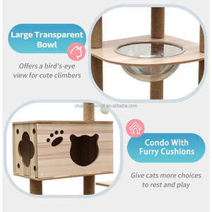 Arbre à chat multifonction pas cher, grand arbre à chat en bois avec plateforme multi-niveaux - Product Image 6