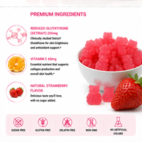 Gummies personnalisées OEM pour les soins de la peau Setria, L-Glutathion réduit avec Vitamine C, saveur fraise, pour un soutien de l'éclat de jeunesse