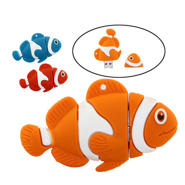 Personalized Pendrive 32Gb Usb Flash Drive 128 64 8 Gb Cle Usb Memory Stick Fish Shape Animal Shape Usb Flash Drive