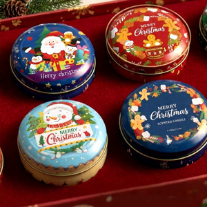 Christmas Scented Soy Wax Jar <b>Candle</b> 6-Piece Holiday <b>Gift</b> Box with Santa Snowman Design - Product Image 4