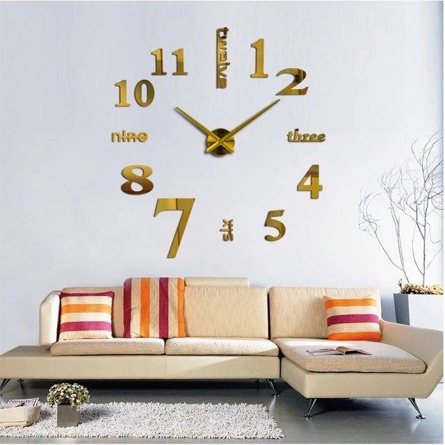 Novelty Modern Design Home Decorative Wall Sticker Clock 3D Frameless Large DIY Wall Clock