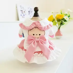 Thickened Bow Princess Dress For Winter Pet Pretty And Warm Dog Skirt Puppy Clothes