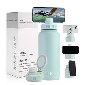 Custom 1L 32oz Double Wall Vacuum Flask Insulated Stainless Steel Magnetic Water Bottle Phone Holder BPA Free Boiling Water Safe - Product Image 1