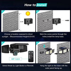 Faro Solare LED 100w 200w 300w per Esterni, Impermeabile IP65, per Giardino, Cortile, Parco, Vialetti e Sicurezza Edifici - Product Image 5