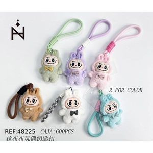 Portachiavi con coniglietto di peluche carino con papillon, 2 pezzi per colore, per borsa o chiavi - Product Image 1