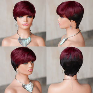 Short <strong>Pixie</strong> Cut Human <strong>Hair</strong> Wig for <strong>Black</strong> Women <strong>Black</strong> and Blonde Color Short Human <strong>Hair</strong> Wig for Women Layered Short <strong>Haircut</strong> Wig - Product Image 4