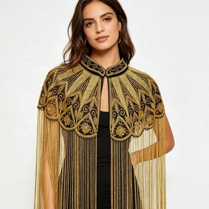 Chal de Lujo con Flecos y Cuentas Hechas a Mano, Capa India con Lentejuelas Pesadas y Borlas, Chal para Novia, Vestido de Noche, Bolero, Cubrevestido, Envolturas con Cuentas - Product Image 1