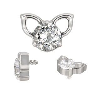 Vente en gros d'usine de bijoux de piercing en acier inoxydable avec tête de chat à filetage interne de taille 16g et zircon coupé Asscher pour enfants - Product Image 6