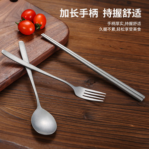 Retro Stainless Steel Chopsticks Spoon Fork Set 304 Heavy Duty Utensils For Dining - Product Image 2