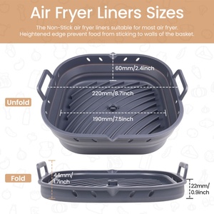 Molde de Silicona Plegable para Hornear en Casa y en la Cocina, Bandeja para Freidora de Aire, Revestimientos Cuadrados de Silicona para Freidora de Aire para Cocinar y Hornear Alimentos - Product Image 2