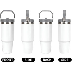 Taza de Café de Viaje de 30 oz con Logotipo Personalizado, Taza Térmica de Acero Inoxidable de 30 oz, Vaso con Pajita Abatible y Asa - Product Image 4