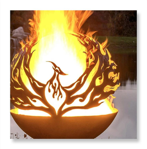 Custom Freestanding Rustic Style Eco-Friendly Corten Steel <b>Globe</b> <b>Fire</b> <b>Pit</b> Rusty Surface for Wood Burning Garden Camping - Product Image 2