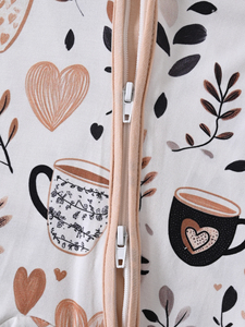 Pijama <span class=keywords><strong>de</strong></span> bebé con cremallera, estampado <span class=keywords><strong>de</strong></span> corazón <span class=keywords><strong>de</strong></span> café, manga larga, listo para enviar, en stock, envío rápido para bebés - Product Image 2
