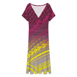 Envío de la gota al por mayor de encargo de los isleños de Nueva Zelanda ropa de verano de talla grande señoras Vestido de manga corta vestido de fiesta Fiji vestido - Product Image 2