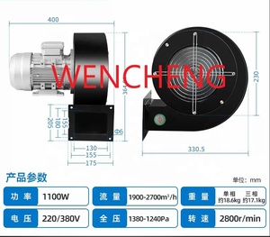 <span class=keywords><strong>Ventilateur</strong></span> centrifuge WENCHENG DF DF-120W 180W 220V/380V à pales multiples, souffleur silencieux industriel et de cuisine à faible bruit en aluminium - Product Image 2