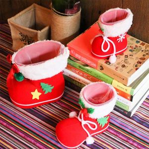 Sac cadeau de Noël 2025 en forme de botte, décoration festive, bottes rouges en tissu tissé du Père Noël pour enfants - Product Image 6