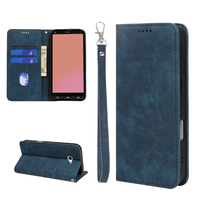 ICarez Kyocera BASIO4 KYV47 Étui en cuir à rabat avec rangement pour cartes, fermeture magnétique, antichoc, résistant aux rayures, style portefeuille (bleu)