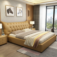 Lit king size de qualité supérieure au design moderne, cadre de lit luxueux queen size avec rangement, lit en cuir souple