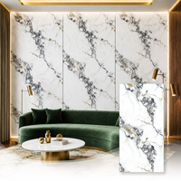 Panneaux muraux en PVC enduit UV, imitation marbre, 3D, imperméables, ignifuges, haute brillance, légers, 1220x2440mm, installation facile